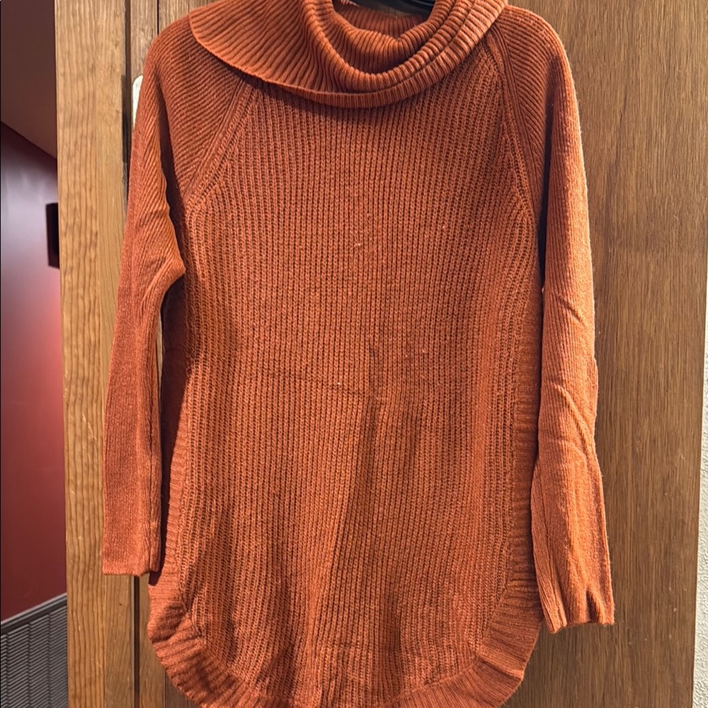 Cozy Cowl Neck Sweater in Warm Orange
